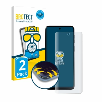 Face avant d’un emballage produit avec le logo de la marque BROTECT. À côté, l’appareil Motorola Moto G55 est représenté avec 