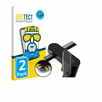 Face avant d’un emballage produit avec le logo de la marque BROTECT. À côté, l’appareil Xiaomi Electronic Scooter 4 Pro Max (2