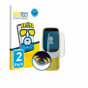 Face avant d’un emballage produit avec le logo de la marque BROTECT. À côté, l’appareil Nokia 3210 est représenté avec la prot