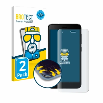 Face avant d’un emballage produit avec le logo de la marque BROTECT. À côté, l’appareil ZTE Blade A35 lite est représenté avec