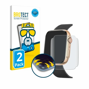 Face avant d’un emballage produit avec le logo de la marque BROTECT. À côté, l’appareil Powerwill Smartwatch 1.91