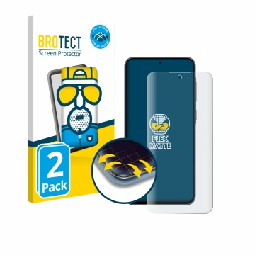 Face avant d’un emballage produit avec le logo de la marque BROTECT. À côté, l’appareil Samsung Galaxy A36 5G est représenté a