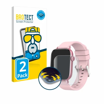 Face avant d’un emballage produit avec le logo de la marque BROTECT. À côté, l’appareil Ombar Smartwatch 1.9