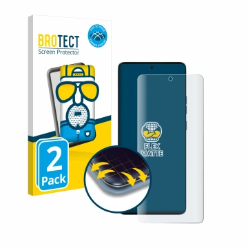Face avant d’un emballage produit avec le logo de la marque BROTECT. À côté, l’appareil Motorola Edge 50 est représenté avec l