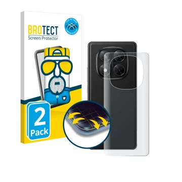 Face avant d’un emballage produit avec le logo de la marque BROTECT. À côté, l’appareil Xiaomi Redmi Note 14 Pro (Arrière) est