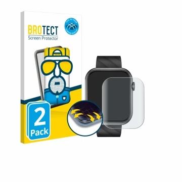 Face avant d’un emballage produit avec le logo de la marque BROTECT. À côté, l’appareil Bekomiya Smartwatch 2