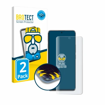 Face avant d’un emballage produit avec le logo de la marque BROTECT. À côté, l’appareil Xiaomi Poco X7 est représenté avec la 