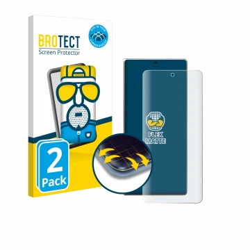 Face avant d’un emballage produit avec le logo de la marque BROTECT. À côté, l’appareil Huawei Mate X6 est représenté avec la 