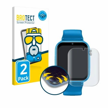 Face avant d’un emballage produit avec le logo de la marque BROTECT. À côté, l’appareil Maxcom FW59 Kiddo 4G est représenté av