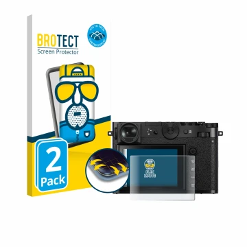 Face avant d’un emballage produit avec le logo de la marque BROTECT. À côté, l’appareil Fujifilm GFX 100RF est représenté avec