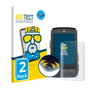 Face avant d’un emballage produit avec le logo de la marque BROTECT. À côté, l’appareil Wahoo Elemnt Bolt 3 est représenté ave