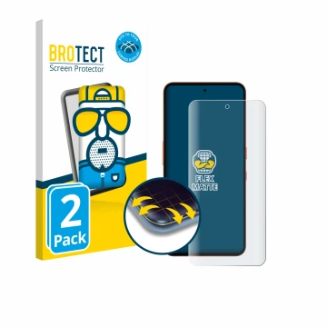 Face avant d’un emballage produit avec le logo de la marque BROTECT. À côté, l’appareil Nothing CMF Phone 2 Pro est représenté