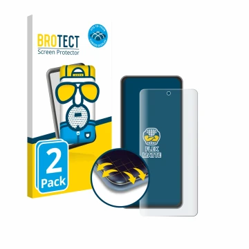 Face avant d’un emballage produit avec le logo de la marque BROTECT. À côté, l’appareil realme GT 7T est représenté avec la pr