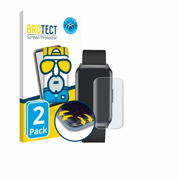 Face avant d’un emballage produit avec le logo de la marque BROTECT. À côté, l’appareil Fitoncloud Smartwatch 1.47