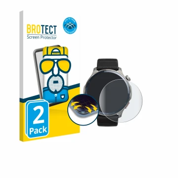 Face avant d’un emballage produit avec le logo de la marque BROTECT. À côté, l’appareil Huami Amazfit Balance 2 est représenté