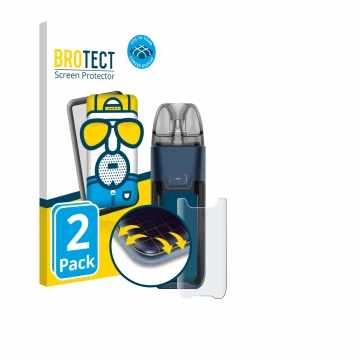 Face avant d’un emballage produit avec le logo de la marque BROTECT. À côté, l’appareil Vaporesso Luxe XR Max 2 est représenté