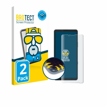 Face avant d’un emballage produit avec le logo de la marque BROTECT. À côté, l’appareil Sony Xperia 10 VII est représenté avec