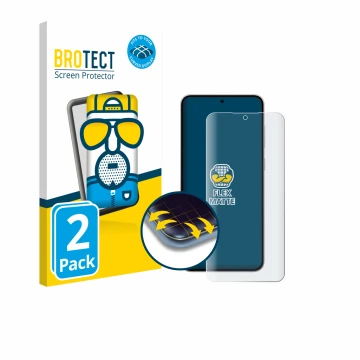 Face avant d’un emballage produit avec le logo de la marque BROTECT. À côté, l’appareil Samsung Galaxy S25 FE Enterprise Editi