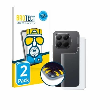 Face avant d’un emballage produit avec le logo de la marque BROTECT. À côté, l’appareil Xiaomi 15T Pro (Arrière) est représent