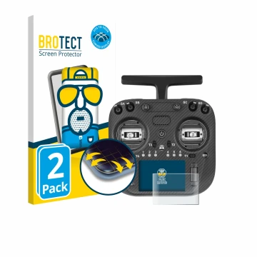 Face avant d’un emballage produit avec le logo de la marque BROTECT. À côté, l’appareil Radiomaster TX15 Max est représenté av