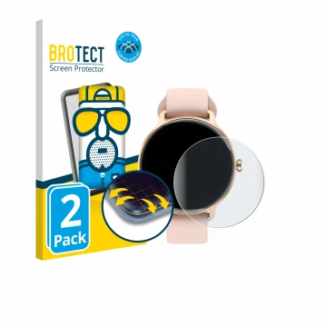 Face avant d’un emballage produit avec le logo de la marque BROTECT. À côté, l’appareil Yoever Smartwatch 1.27