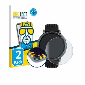 Face avant d’un emballage produit avec le logo de la marque BROTECT. À côté, l’appareil Amazfit Active Max est représenté avec