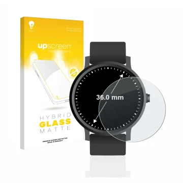 Face avant d’un emballage produit avec le logo de la marque upscreen. À côté, l’appareil Montres (Circulaire, ø: 36 mm) est re