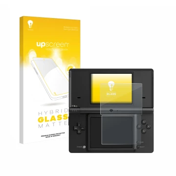 Face avant d’un emballage produit avec le logo de la marque upscreen. À côté, l’appareil Nintendo DSi est représenté avec la p