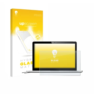 Face avant d’un emballage produit avec le logo de la marque upscreen. À côté, l’appareil est représenté avec la protection d’é