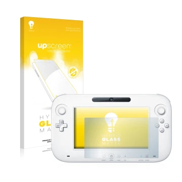 Face avant d’un emballage produit avec le logo de la marque upscreen. À côté, l’appareil Nintendo Wii U GamePad (Controller) e