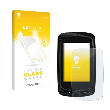 Face avant d’un emballage produit avec le logo de la marque upscreen. À côté, l’appareil Garmin Edge 810 est représenté avec l