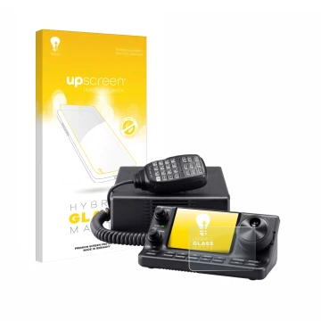 Face avant d’un emballage produit avec le logo de la marque upscreen. À côté, l’appareil Icom IC-7100 est représenté avec la p