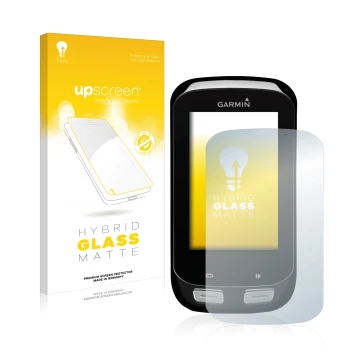 Face avant d’un emballage produit avec le logo de la marque upscreen. À côté, l’appareil Garmin Edge 1000 est représenté avec 