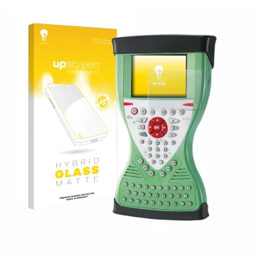 Face avant d’un emballage produit avec le logo de la marque upscreen. À côté, l’appareil Leica Viva Controller CS15 est représ