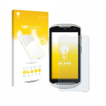 Face avant d’un emballage produit avec le logo de la marque upscreen. À côté, l’appareil Zebra TC51 est représenté avec la pro