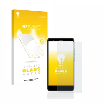 Face avant d’un emballage produit avec le logo de la marque upscreen. À côté, l’appareil Huawei P10 Lite est représenté avec l