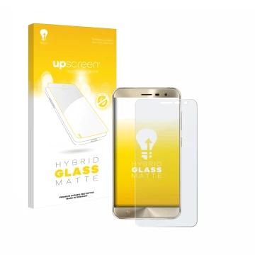 Face avant d’un emballage produit avec le logo de la marque upscreen. À côté, l’appareil ASUS ZenFone 3 ZE552KL est représenté