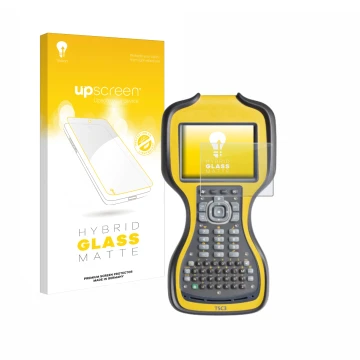 Face avant d’un emballage produit avec le logo de la marque upscreen. À côté, l’appareil Trimble TSC3 est représenté avec la p