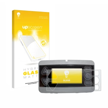 Face avant d’un emballage produit avec le logo de la marque upscreen. À côté, l’appareil Airbus P8GR est représenté avec la pr