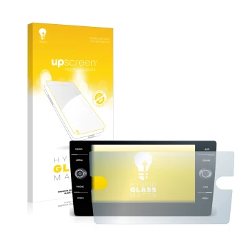 Face avant d’un emballage produit avec le logo de la marque upscreen. À côté, l’appareil Volkswagen T-Roc 2017-2019 Discover M