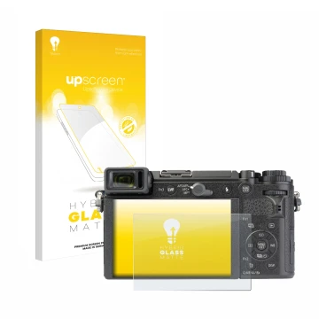 Face avant d’un emballage produit avec le logo de la marque upscreen. À côté, l’appareil Panasonic Lumix DC-GX9 est représenté