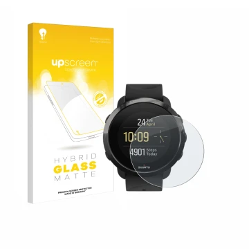 Face avant d’un emballage produit avec le logo de la marque upscreen. À côté, l’appareil Suunto 3 Fitness est représenté avec 