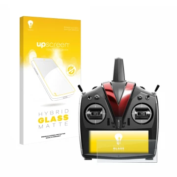 Face avant d’un emballage produit avec le logo de la marque upscreen. À côté, l’appareil VBar Control Touch est représenté ave