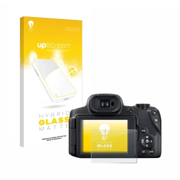 Face avant d’un emballage produit avec le logo de la marque upscreen. À côté, l’appareil Canon PowerShot SX70 HS est représent