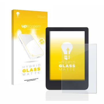 Face avant d’un emballage produit avec le logo de la marque upscreen. À côté, l’appareil Tolino Shine 3 est représenté avec la