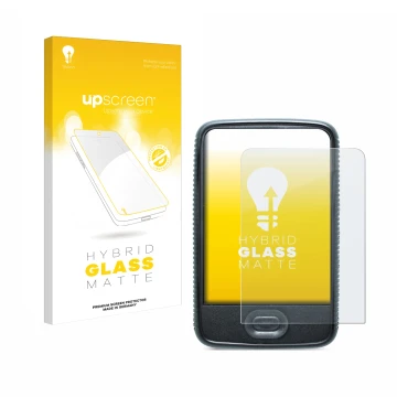 Face avant d’un emballage produit avec le logo de la marque upscreen. À côté, l’appareil Dexcom G6 Receiver CGM est représenté