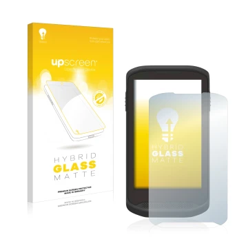 Face avant d’un emballage produit avec le logo de la marque upscreen. À côté, l’appareil Zebra TC20 Touch est représenté avec 