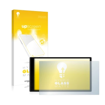 Face avant d’un emballage produit avec le logo de la marque upscreen. À côté, l’appareil Garmin DriveSmart 65 est représenté a