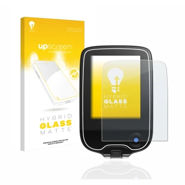 Face avant d’un emballage produit avec le logo de la marque upscreen. À côté, l’appareil Freestyle Libre 2 est représenté avec