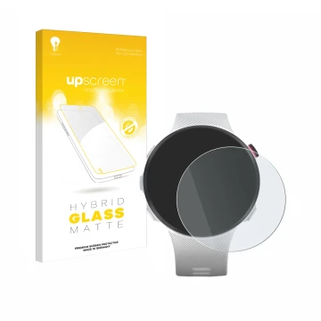 Face avant d’un emballage produit avec le logo de la marque upscreen. À côté, l’appareil Garmin Forerunner 45S est représenté 